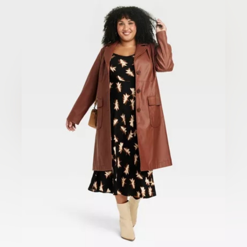 Ava and Viv Faux leather trench coat